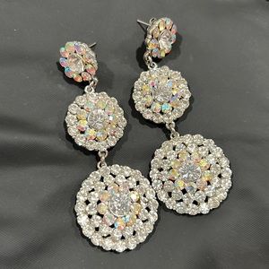 Circular crystal drop earrings